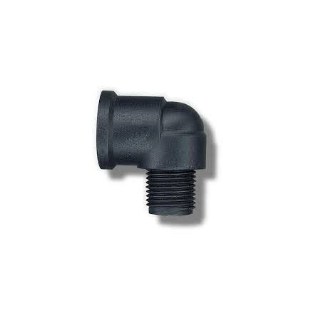 CODO 90° ROSCADO PE M-H D. 1/2" AENOR - Conexión angular profesional para sistemas de riego de precisión.
