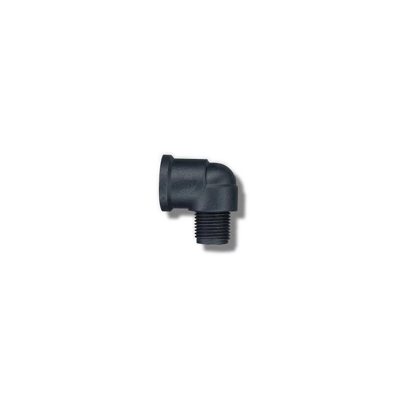 CODO 90° ROSCADO PE M-H D. 1/2" AENOR - Conexión angular profesional para sistemas de riego de precisión. CODO 90° ROSCADO PE M-H D. 1/2" AENOR - Conexión angular profesional para sistemas de riego de precisión.